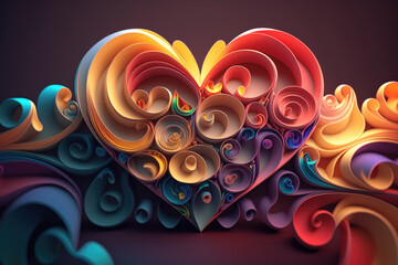 Abstract colored paper hearts. Generative AI