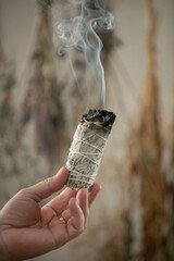 Burning White Sage Smudge Stick