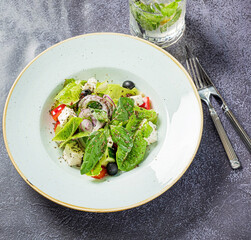 fresh vegetable salad n the table
