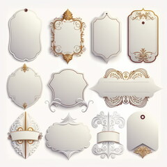 Collection set of label ornament vector illustration, Made by AI,Artificial intelligence