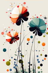 Fototapeta premium abstract flowers against white background Generative AI