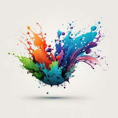Watercolor RGB color splash on white background. Generative AI