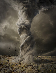 View of a large tornado, 3d animation