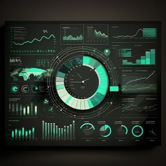 Obraz premium business analytics dashboard with charts, metrics and KPI, generative ai