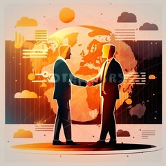 Business partnership and collaboration. Businessmen handshaking for success deal and investment to achieve growth profit in financial, generative ai