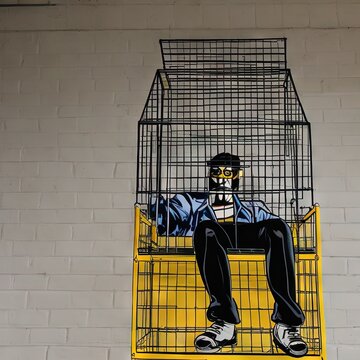 Graffiti of A Man Inside a Cage.generative Ai.