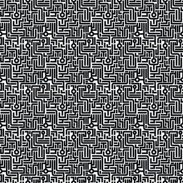 Abstract Black Tech Lines Seamless Pattern