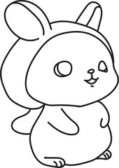 Bunny outline for coloring page for kids 