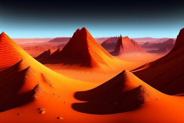 Fototapeta na wymiar Mars The Red Planet - Landscape With Desert And Mountains