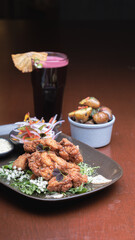 Fritom chicken wings in an American restaurant.