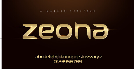 Sport Modern Alphabet Gold Font. Typography 3D urban style