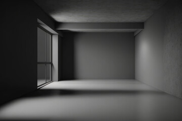 Fototapeta premium Black, dark and gray abstract cement wall and studio room , interior texture for display products. Room black floor is made of dark plaster for interior decoration or gym for exercise. Generative AI