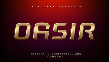 Sport Modern Alphabet Gold Font. Typography 3D urban style