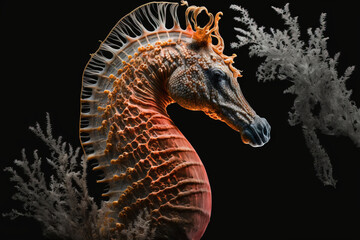 swimming seahorse (Hippocampus). Generative AI