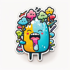 Funny cute and colorful creature sticker