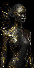 digital sculpture, woman concept, 3d render, digital art