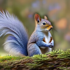 Naklejka na ściany i meble An ethereal squirrel with a tail made of feathers2, Generative AI