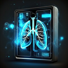 Diagnose treatment virtual Human Lungs on modern interface screen.Healthcare and medicine,Innovation and Medical technology Concept, Generative AI