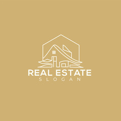 Real Estate Minimal simple line art Home building Logo design 