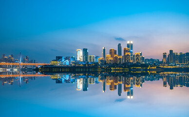 Obraz premium Night View Skyline of Jiangbeizui CBD, Chongqing, China