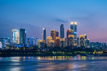 Naklejka premium Night view of Jiangbeizui CBD, Chongqing, China