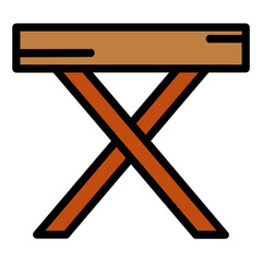 wooden chairs color line icon