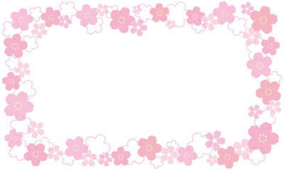 Fototapeta na wymiar かわいい桜の花の四角いフレーム
