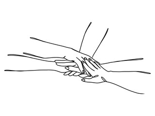 Continuous line drawing of business people teamwork.