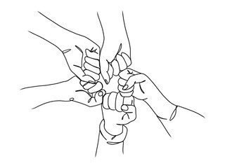 Continuous line drawing of business people teamwork.