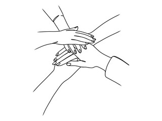 Continuous line drawing of business people teamwork.