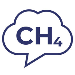 methane emissions, CH4 gas icon on white