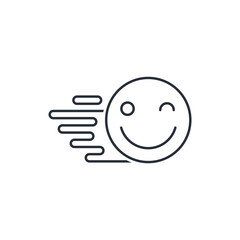 Speed and smile. Quick solution, satisfaction.Vector linear icon isolated on white background.