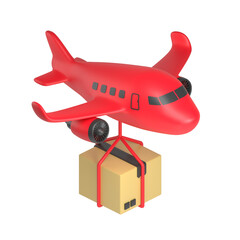 red airplane delivery 3d illustration