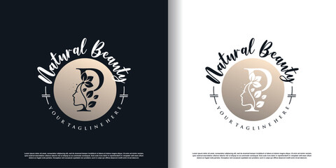 Fototapeta premium letter logo p with nature beauty concept design premium vector