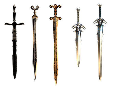 3d render, set of swords