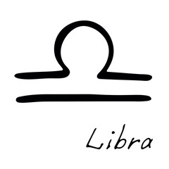 Hand drawn libra zodiac sign Esoteric symbol doodle Astrology clipart Element for design