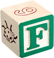 Wooden Letter Block With Letter F - Isolated