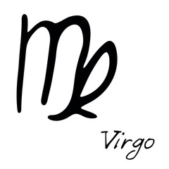 Hand drawn virgo zodiac sign Esoteric symbol doodle Astrology clipart Element for design
