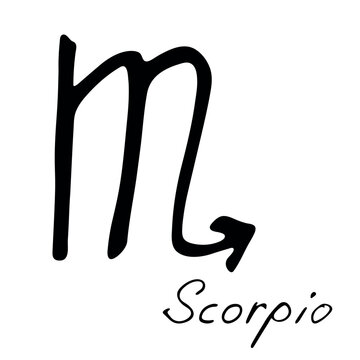 Hand drawn scorpio zodiac sign Esoteric symbol doodle Astrology clipart Element for design