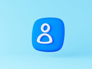 User icon contact button symbol 3d render illustration