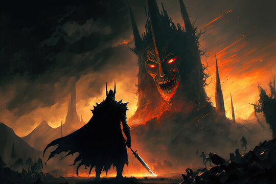 Illustration of the Sauron Battle Concept Art. Generative AI