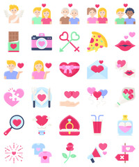 Valentines day related flat icon set 2