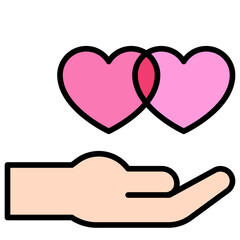 Hand with double heart icon, Valentines day related vector