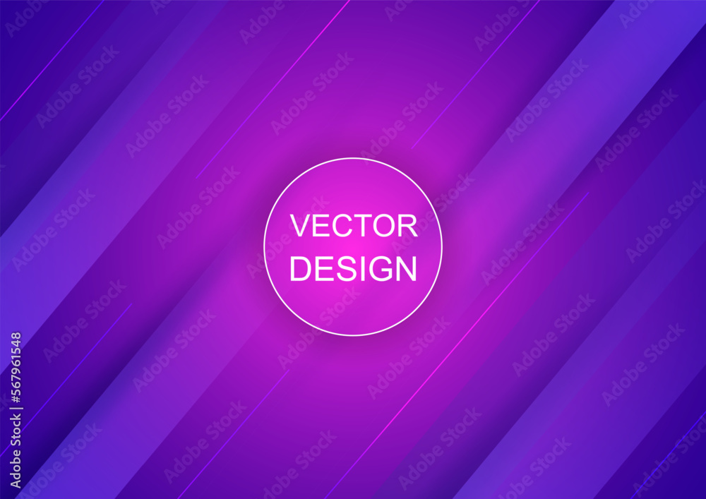 Poster Abstract gradient background. Graphic color pattern. Minimal futuristic design. Geometric motion purple line shapes. Presentation cover. Dynamic violet wallpaper. Vector digital backdrop