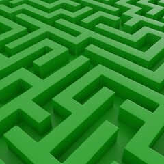 3d illustration of green maze closeup
