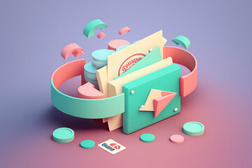 pastel digital web icons marketing concept  AI generative