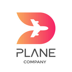 Obraz premium Letter D with plane vector logo. This design is modern and suitable for travel and transportation.