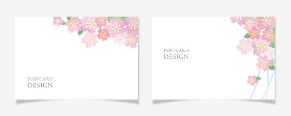 桜の花びらをモチーフにしたポストカードデザインH