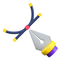 curve pen tool icon graphic design 3d illustration