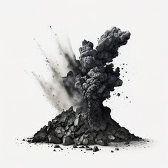 Coal ashes on white background. Generative Ai.